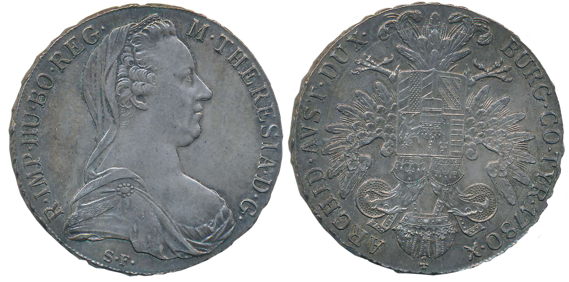 Austria, Maria Theresa, Silver Taller, 28.09g, 1780, Obv: Portrait of Maria Theresia of Ha