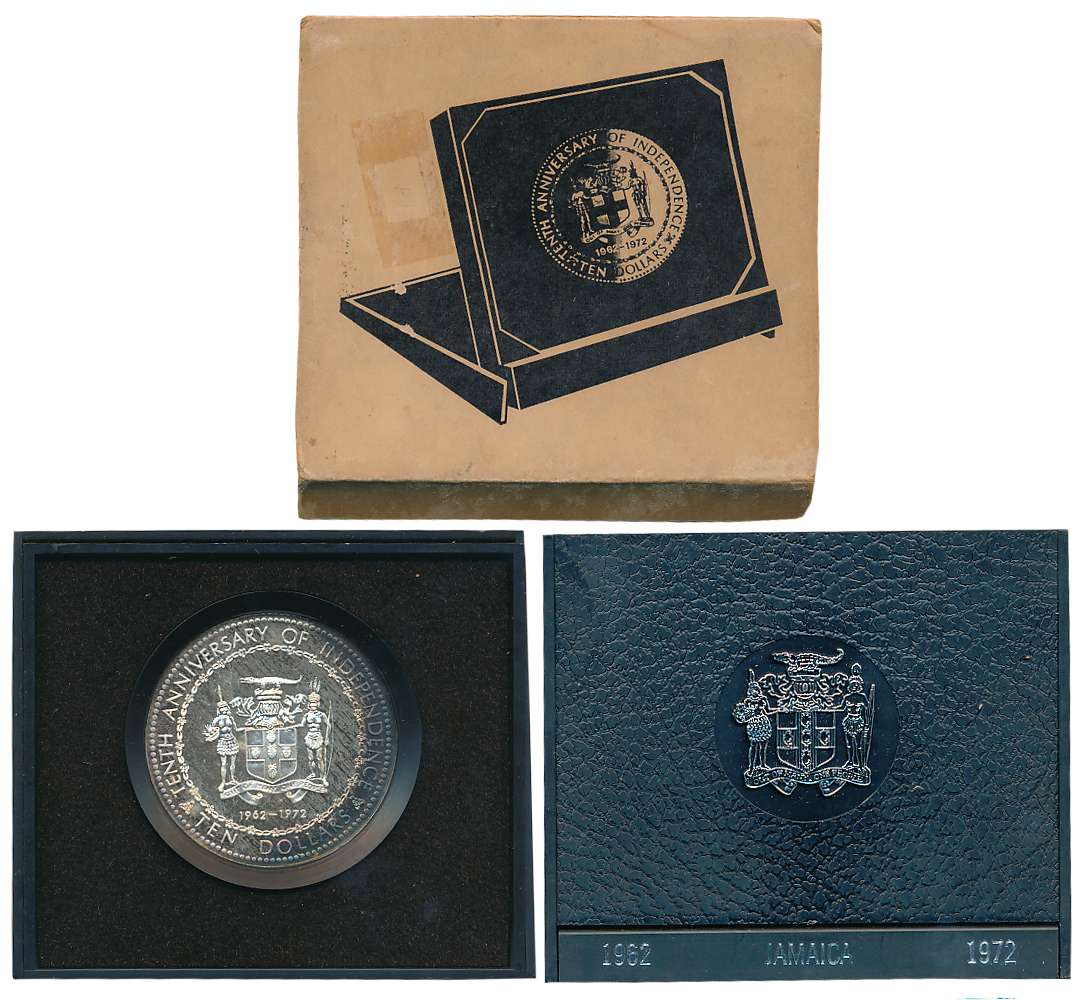Jamaica, Silver 10 Doller, “Tenth Anniversary of Independence”, 1962-1972. In original box
