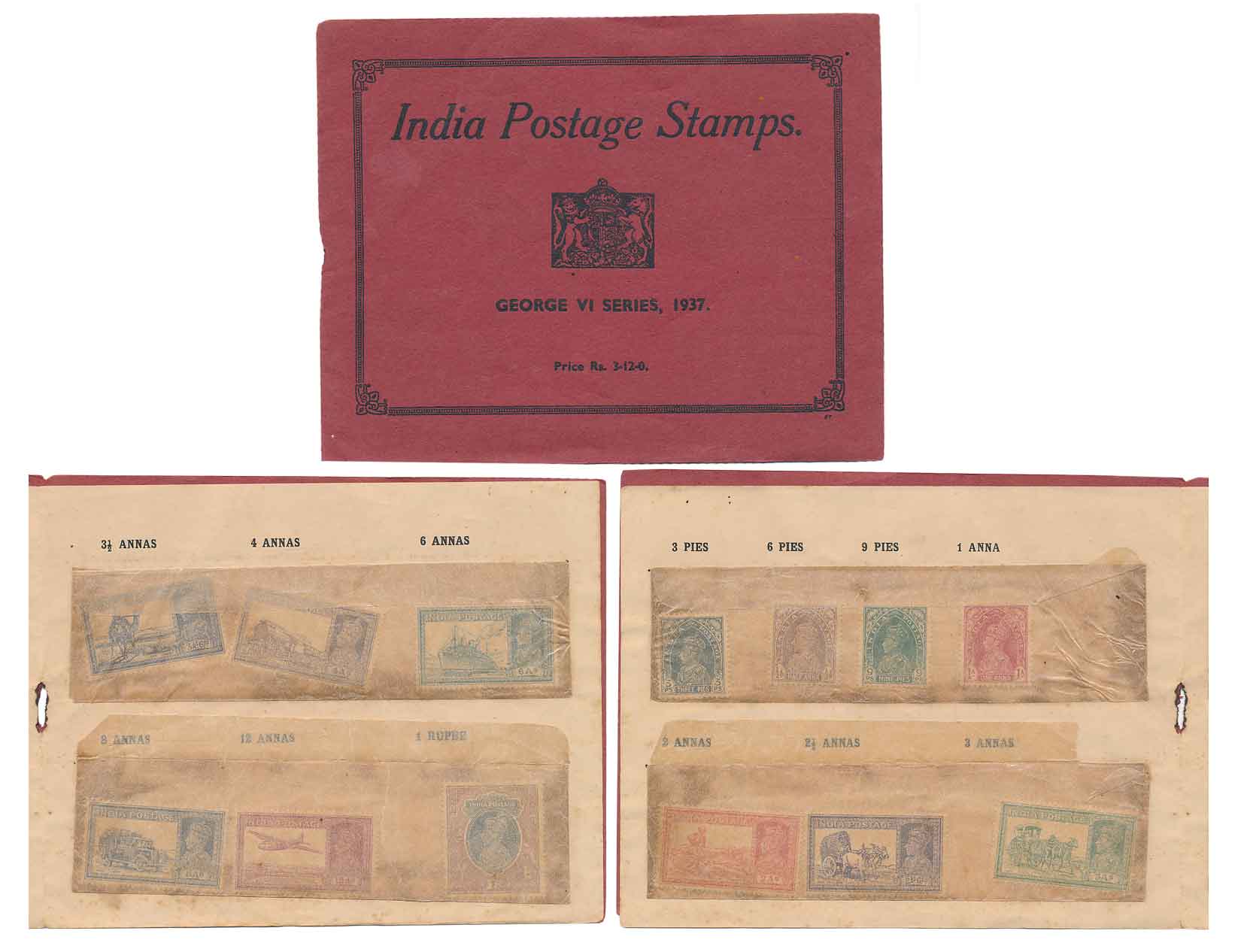 India Postage Stamps Cover (13), 3, 6, 9 Pies, 1, 2, 2 1/2, 3, 3 1/2, 4, 6, 8, 12 Anna & 1