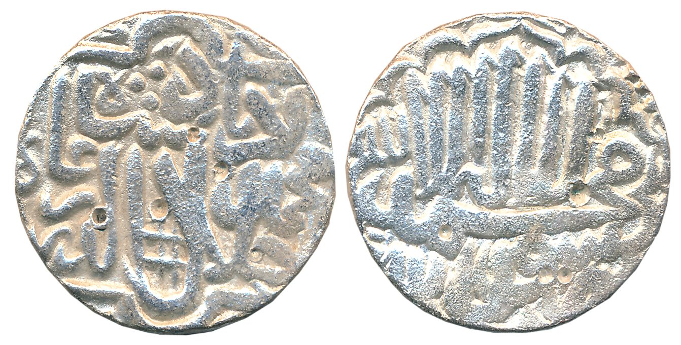 Akbar, Silver Rupee, 10.89g, “Kalima” type, Akbarpur Tanda Mint (off flan) (KM# 80.3). Cle