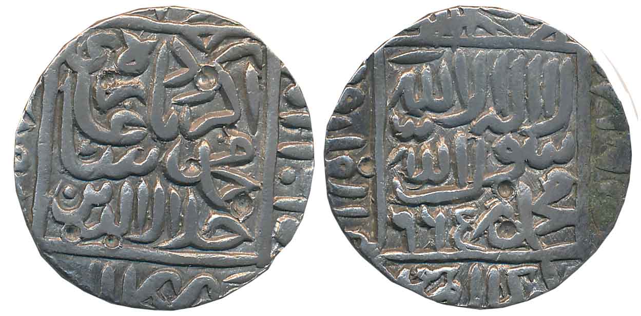 Akbar, Silver Rupee, 11.40g, “Kalima” type, Kalpi Mint, AH 965 (KM# 80.11). Very fine.