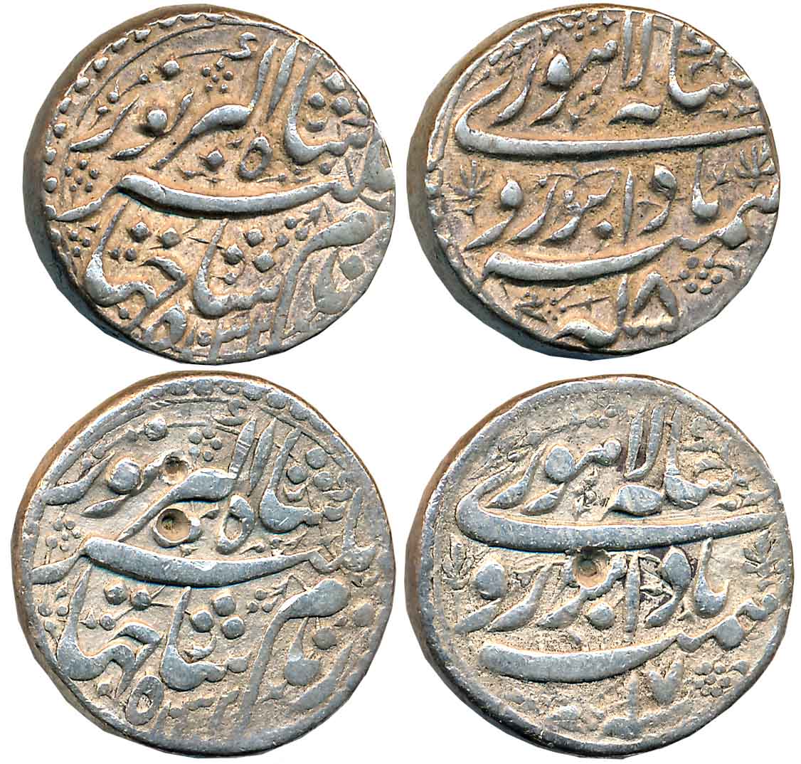 Jahangir, Silver Rupees (2), 11.20g, 11.42g, “Badabar” couplet, Lahore Mint, AH 1032/ RY 1