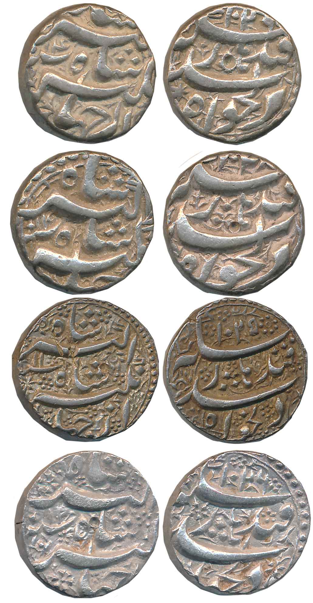 Jahangir, Silver Rupees (4), Qandahar Mint, AH 1025/ RY 11, AH 1026/ RY 12, AH 1028/ RY 14