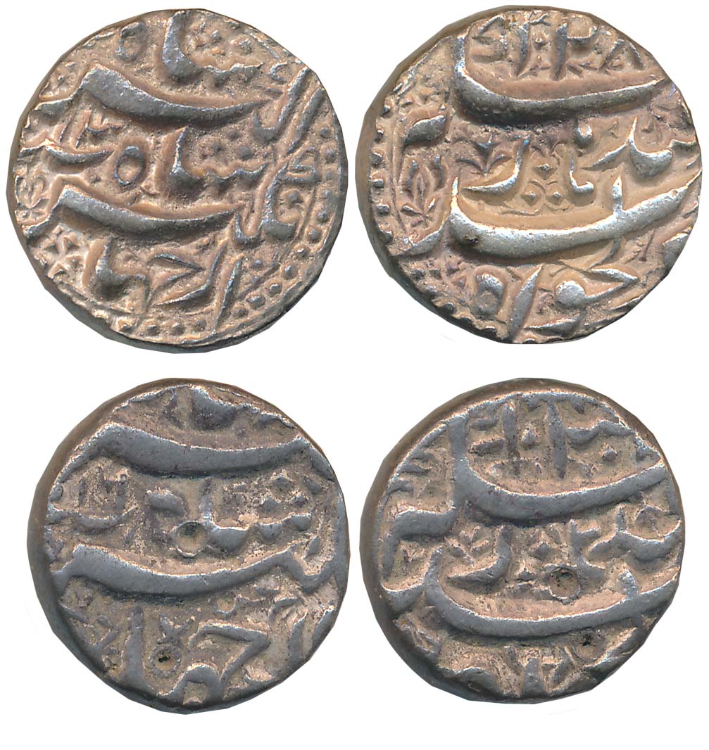 Jahangir, Silver Rupees (2), 11.07g, 11.31g, Qandahar Mint, AH 1028/ RY 14, AH 1030/ RY 16