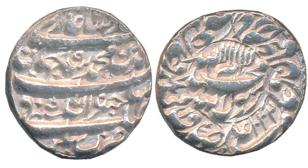 Shah Jahan, Silver Rupee, 11.42g, Bhakkar Mint, AH 1042/ RY 5 (KM# 227.1). Extremely fine.