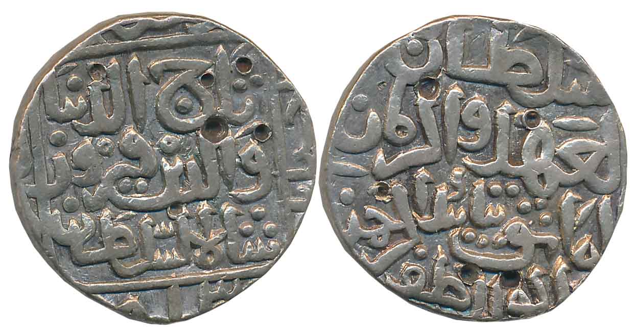 Taj ud din Firoz, Silver Tanka, 10.87g, Hadrat Ahsanabad Mint, AH 813 (G&G# BH63). Test ma