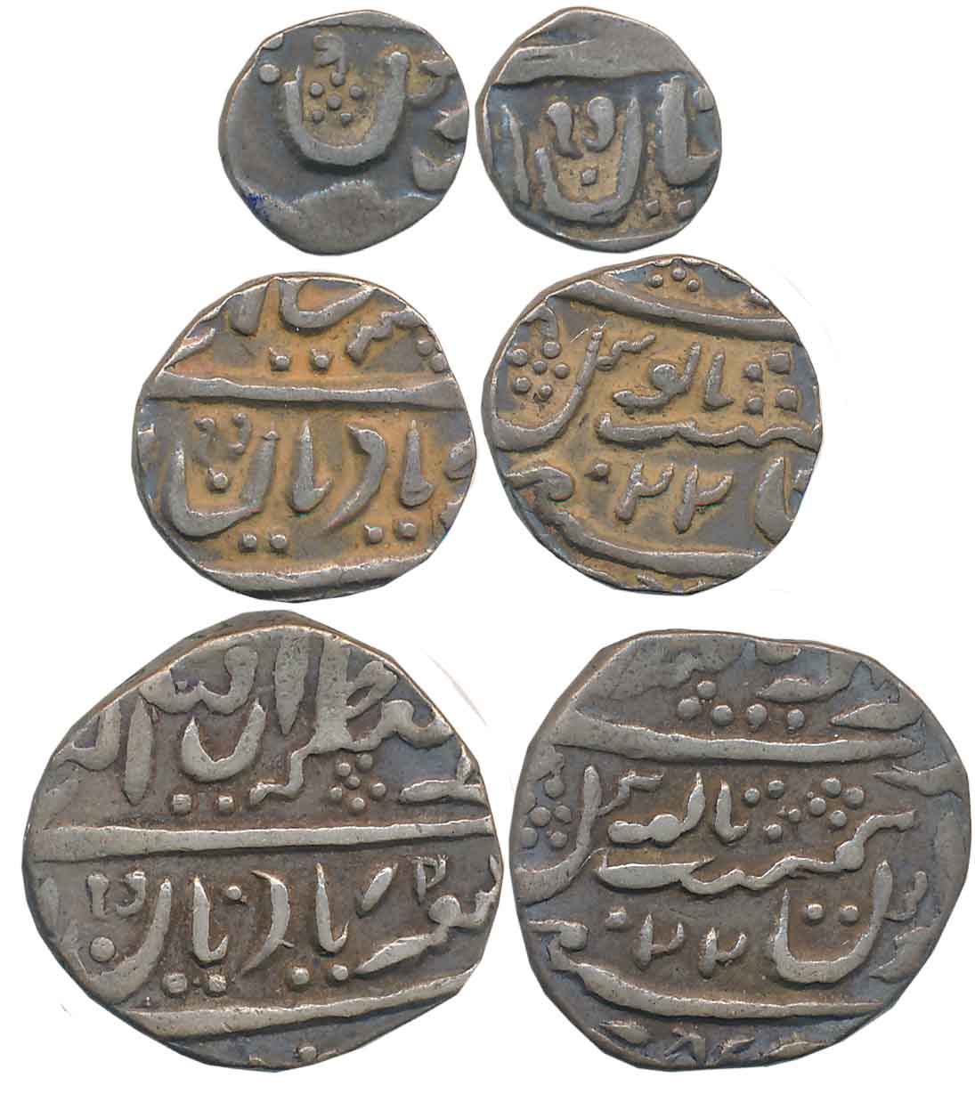 Ranjit Singh, Silver (3), Rupee, 1/4 Rupee, 1/8 Rupee, 10.47g, 2.70g, 1.37g, with the name