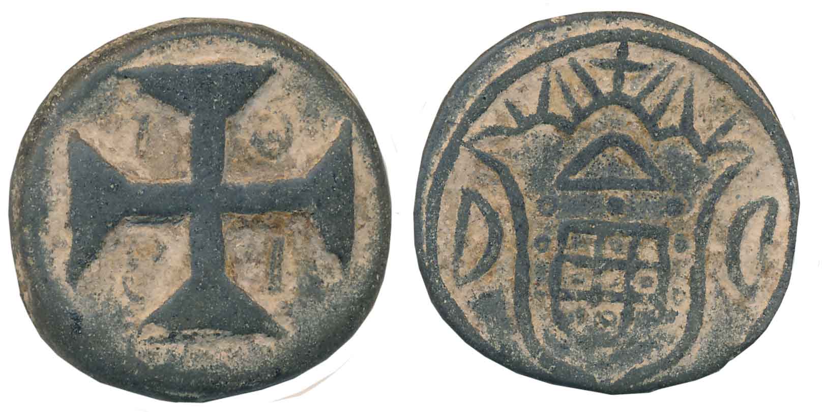 D. Maria I, Tin 20 Bazarucos, 14.39g, Obv: Crown, Rev: Cross with date (Gomes# 07.04). Ver
