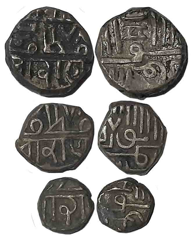 Silver (3), Kori, 1/2 Kori, 1/4 Kori, Frozen date AH 978 (KM# C36, C37, C38). Very fine to