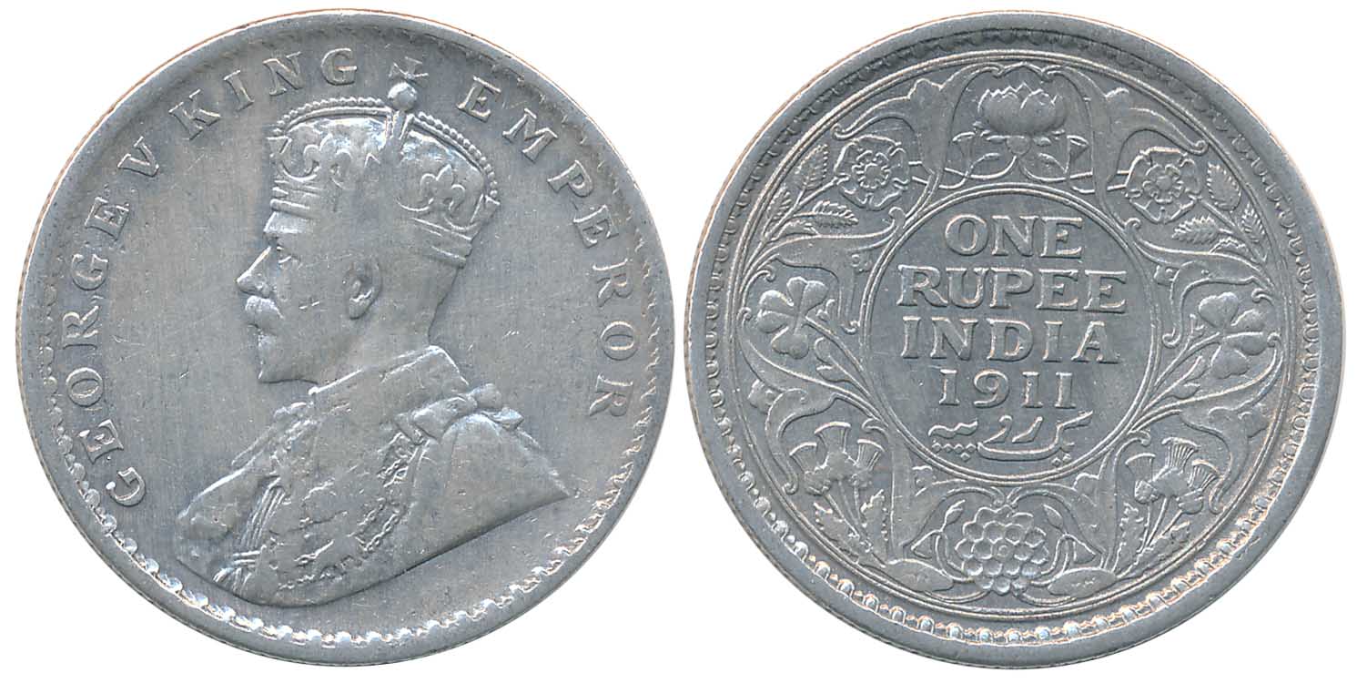 George V, Silver Rupee, “Pig” type, 1911. Bombay Mint. About extremely fine.