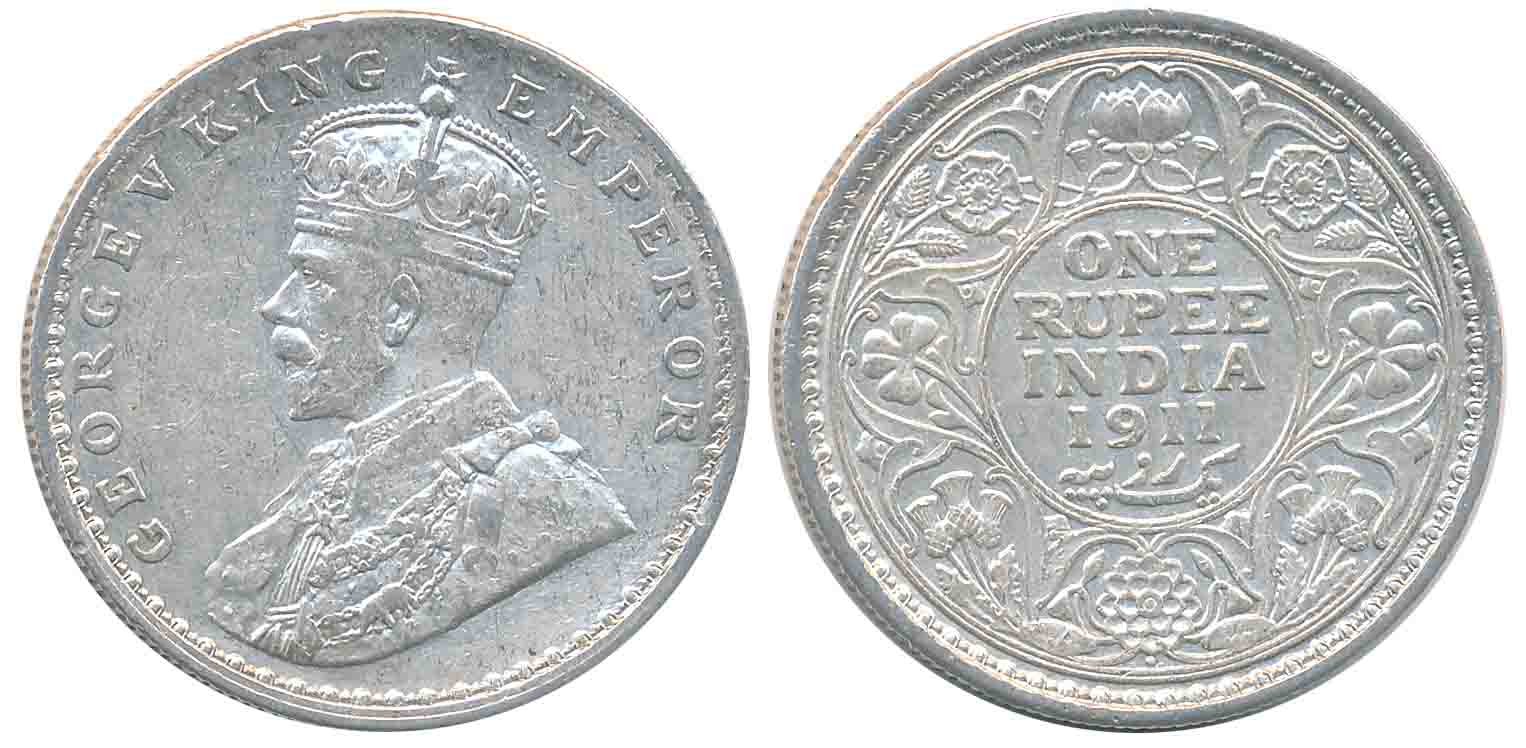George V, Silver Rupee, “Pig” type, 1911. Bombay Mint. Very fine.