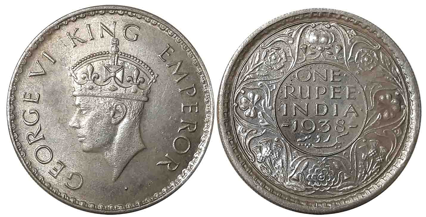 George VI, Silver Rupee, 1938, Bombay Mint. About extremely fine.