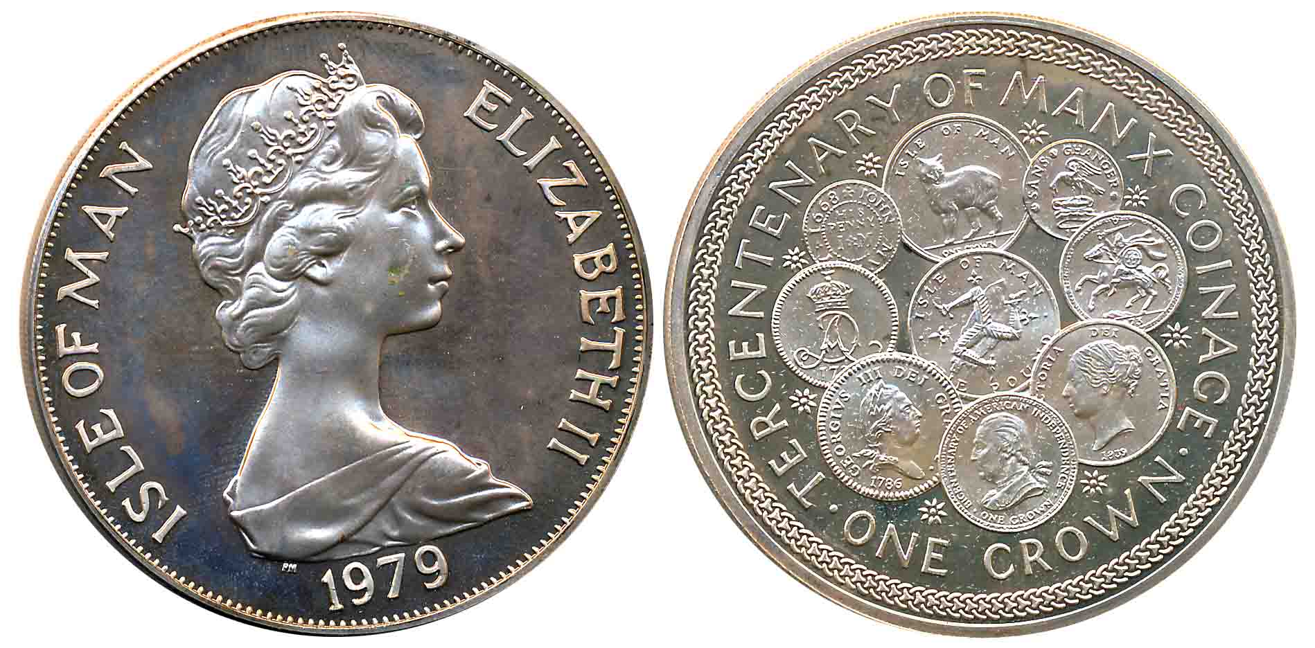 Isle of Man, Elizabeth II, Proof, Silver 1 Crown, 28.28g, 1979, “300th Anniversary of Manx