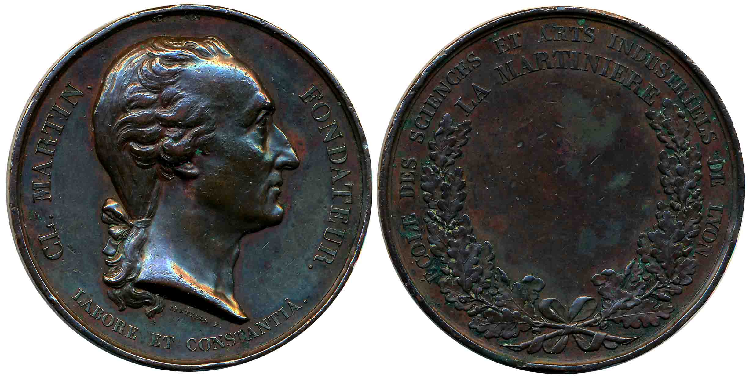 British India, Claude Martin, Bronze Medal, Type II, Obv: Bust to right, with divided lege