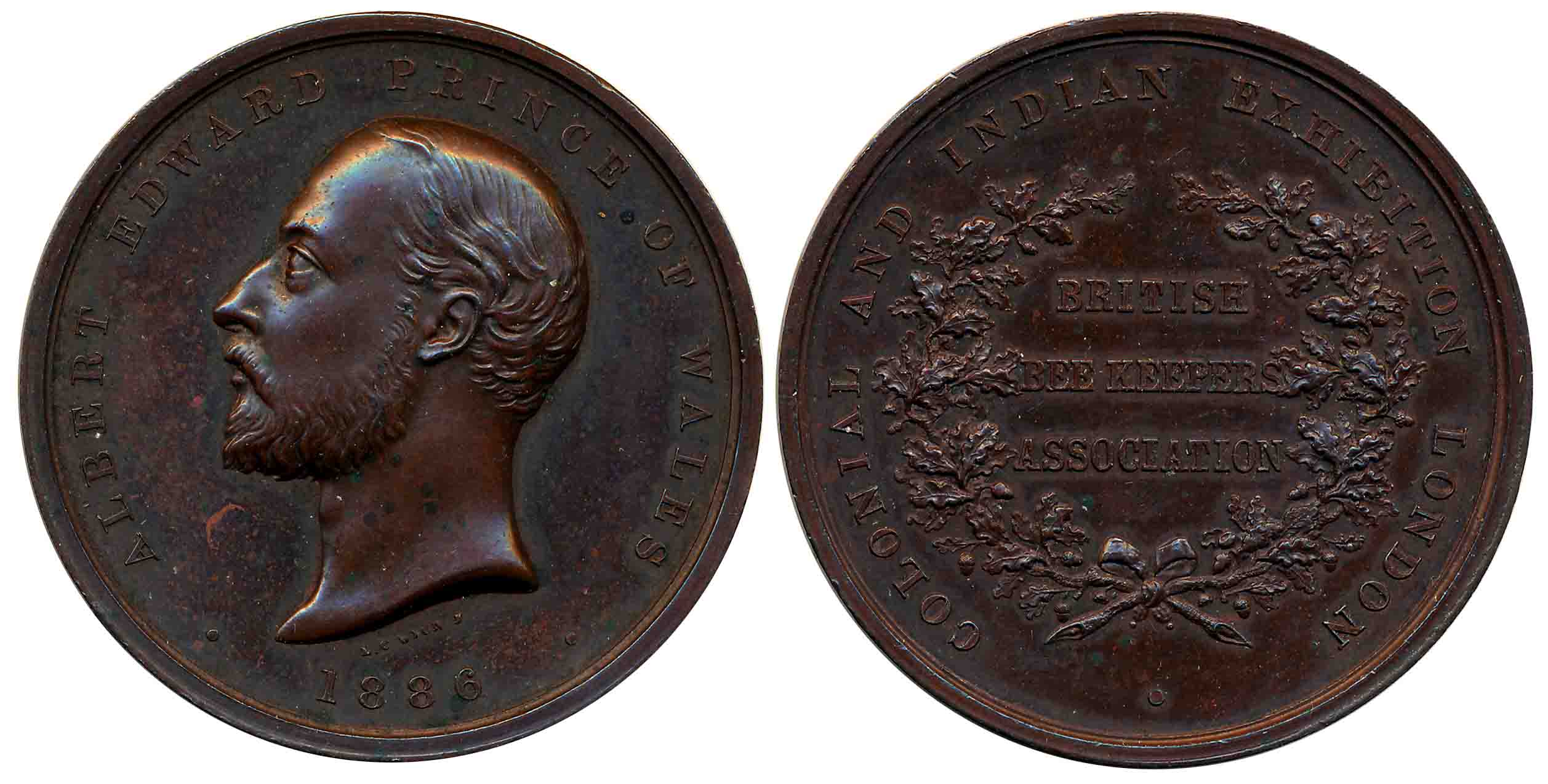 Colonial and Indian Exhibition, London 1886, Copper Medal, 79.50g, Obv: Bust of Albert Edw