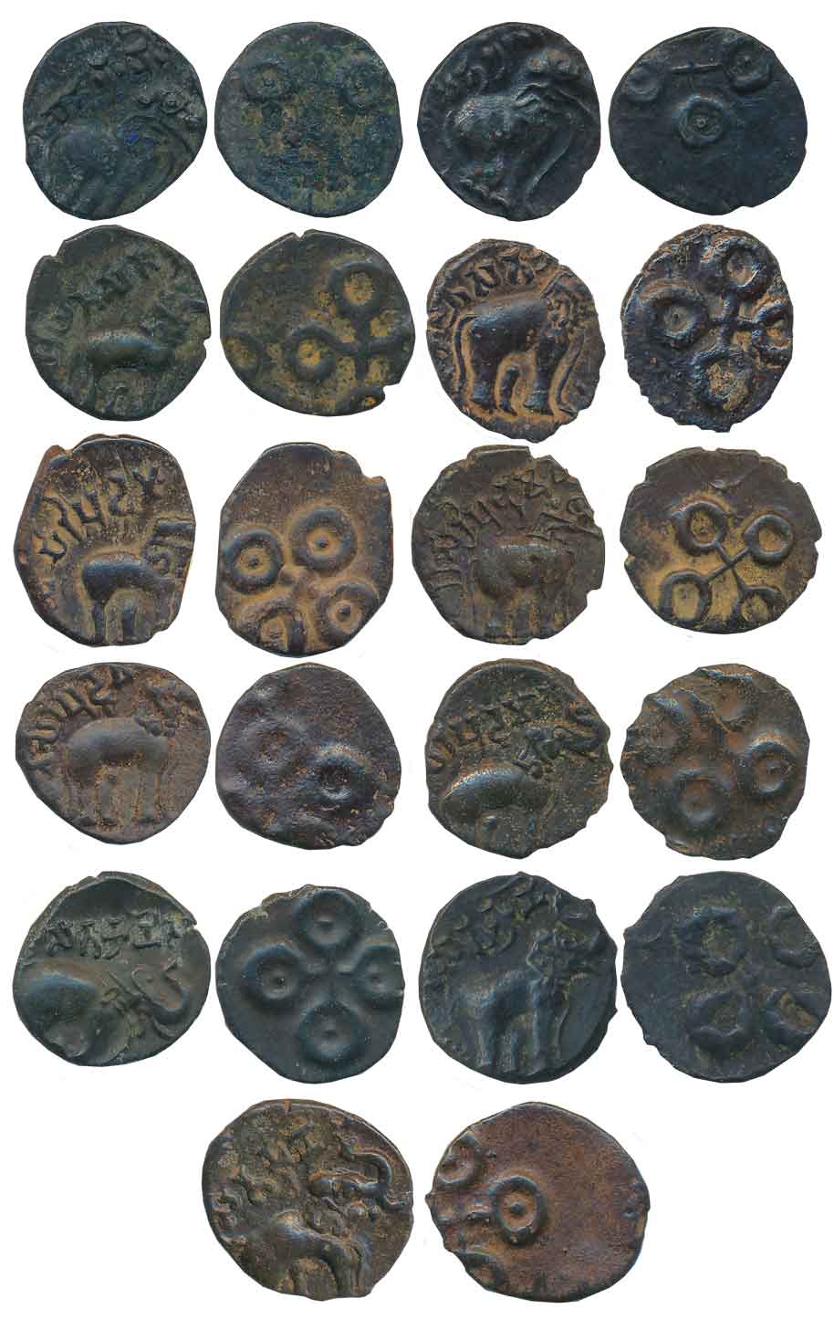 Satavahana, Universal Type, Copper Allow (11), various rulers. Very fine to very fine+. 11