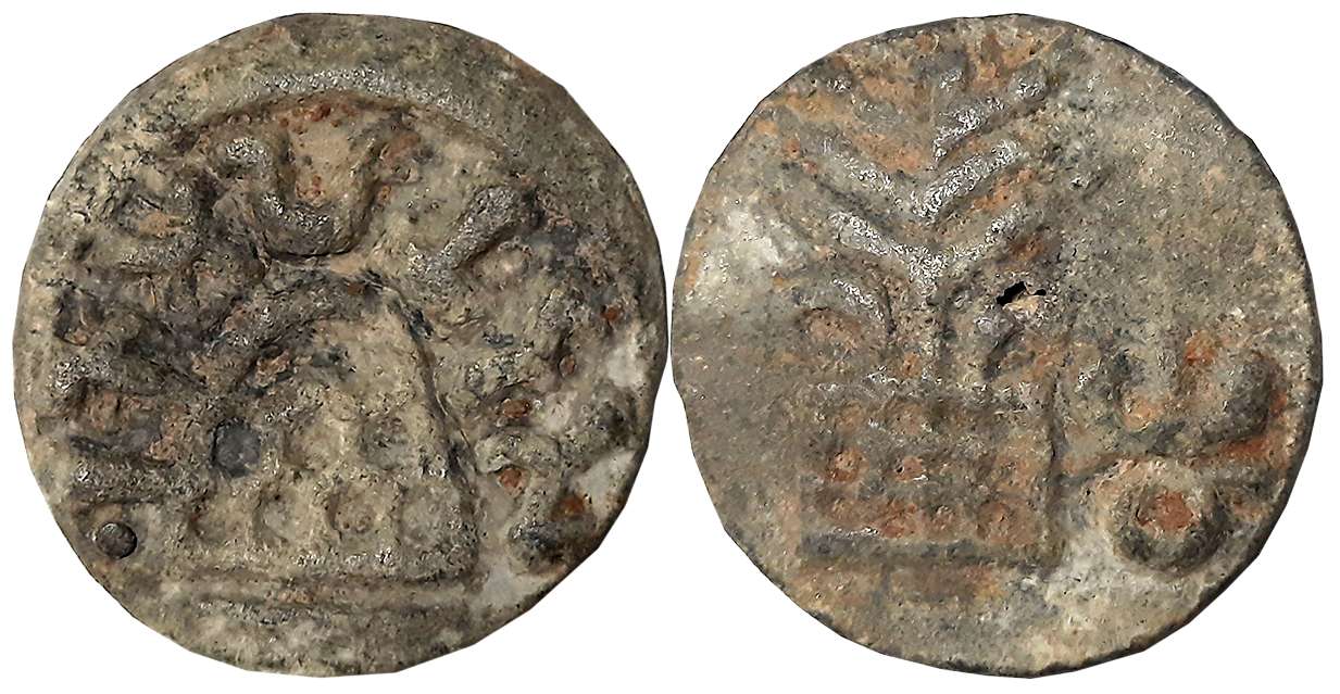 Chuts of Banavasi, Mulananda, Lead Unit,12.26g, Obv: 8 Arched Hill,Brahmi legend “Rano Mul