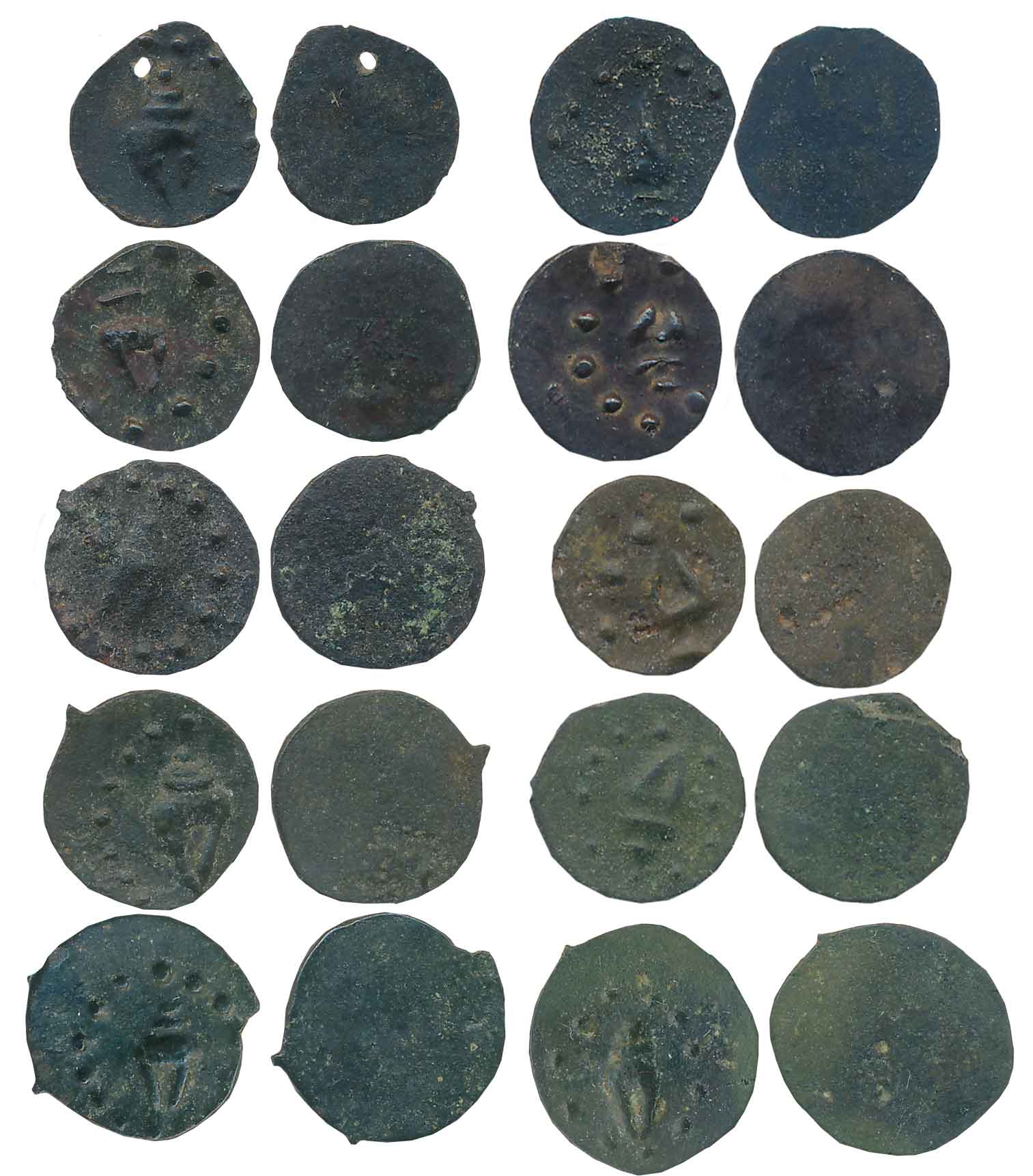 Kadambas of Banavasi, Anonymous, Potin (10), Conch Type, Uniface, Conch on obverse. Very f