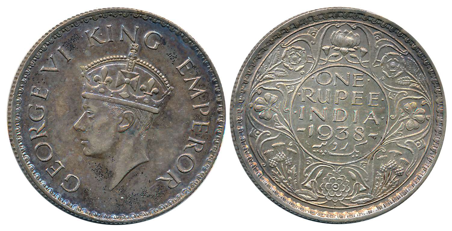 George VI, Silver Rupee, 1938, Bombay Mint (Prid# 233). About extremely fine.