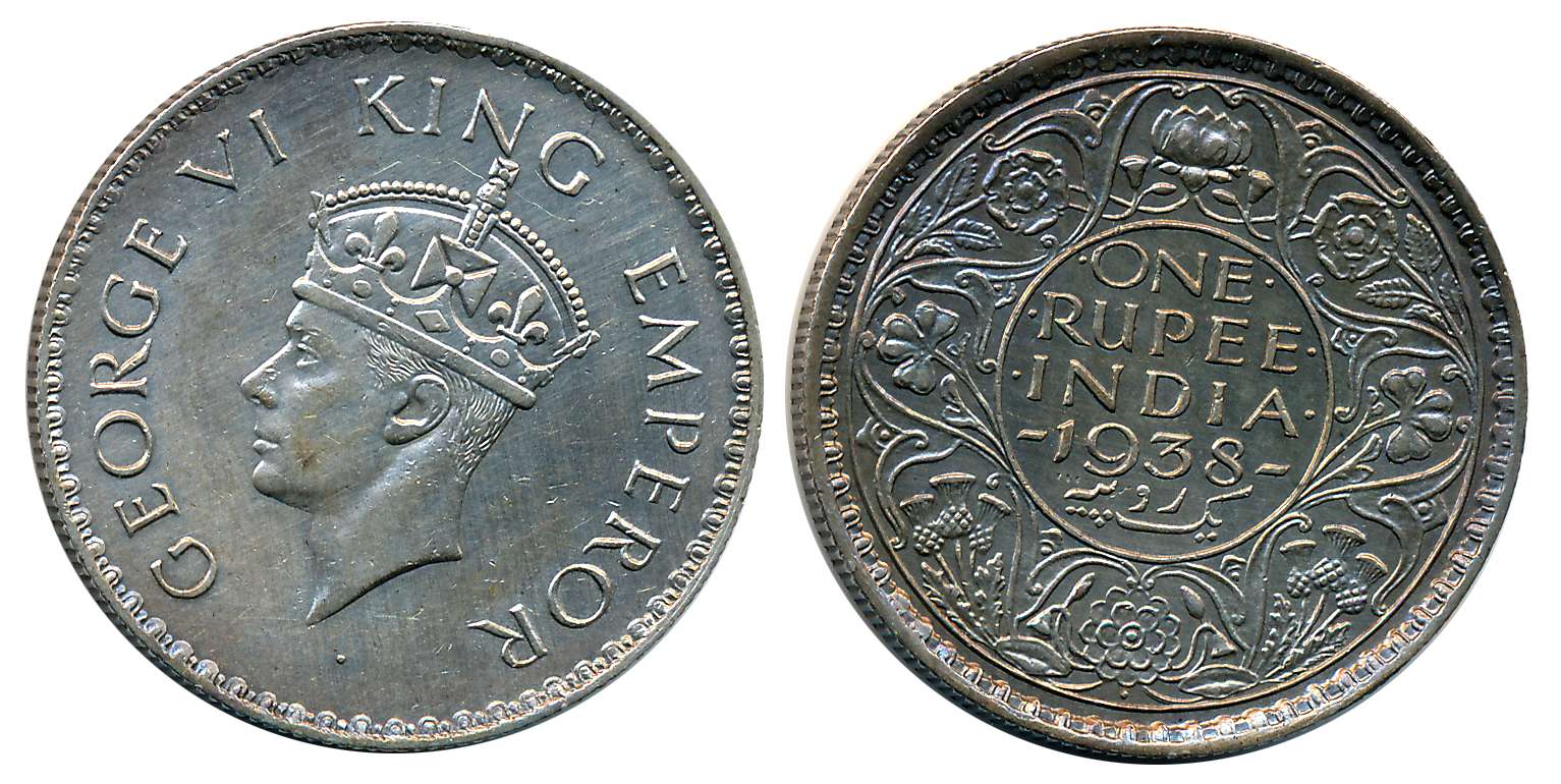 George VI, Silver Rupee, 1938, Bombay Mint (Prid# 233). About extremely fine.