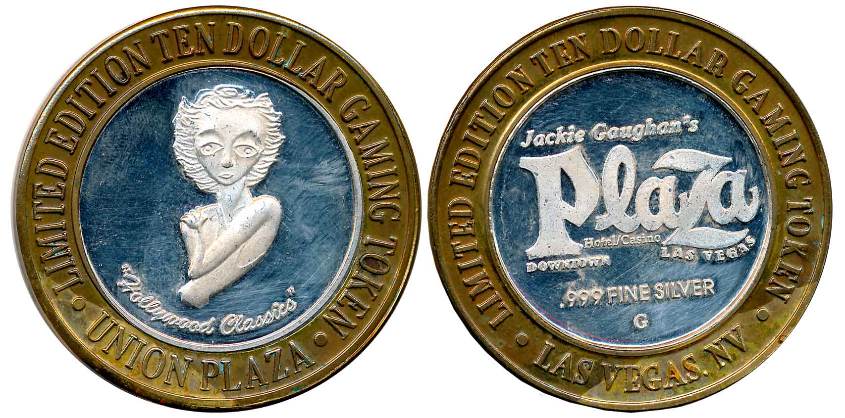 Casino Silver Token 10 Dollar, 37.32g, Casino Union Plaza, Las Wegas, Limited edition. Ext
