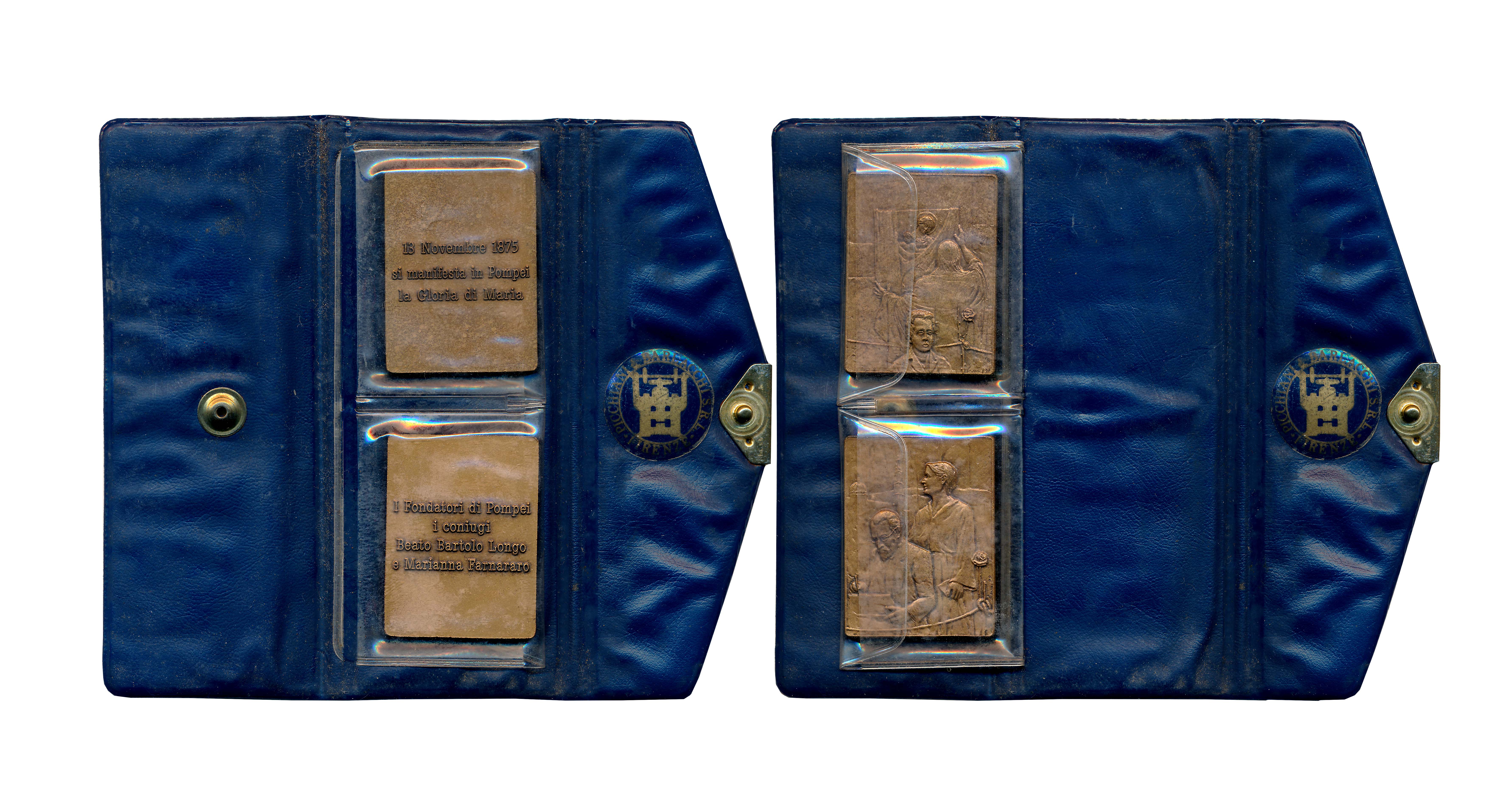 Italian Copper Square Medal (2), Commemorating Founding of Pompei in 13th November 1875.