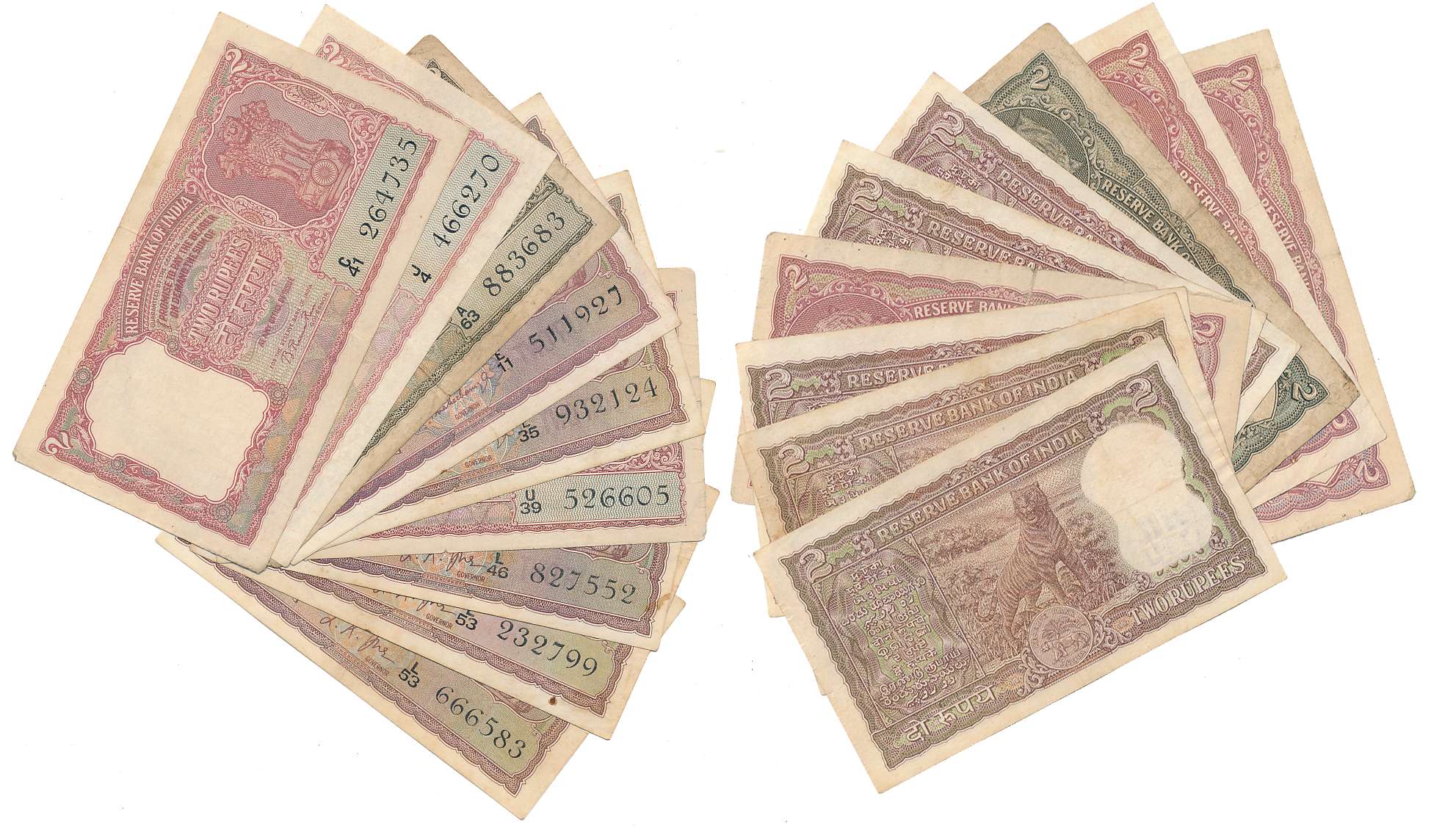 Rupees 2 (9), “B-2” (2), Signed by B Rama Rau, Prefix C/41, J/4, “B-4” (1), Signed by H. V