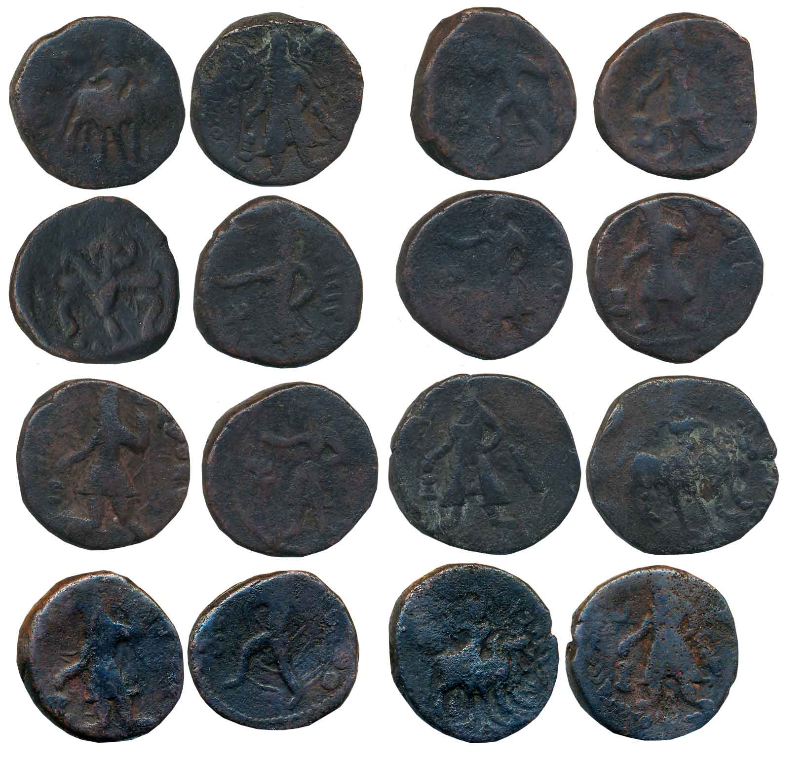 Kushan, Copper (8), Various rulers & types. Fine to very fine. 8 coins.