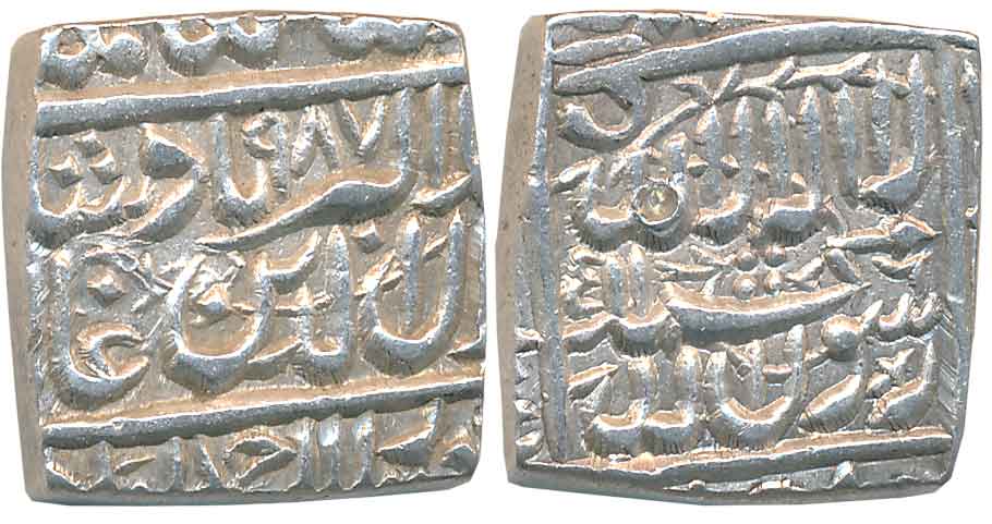 Akbar, Silver Square Rupee, 11.40g, “Kalima” type, Dar us Sultanate Ahmedabad Mint, AH 987