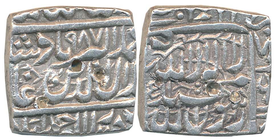 Akbar, Silver Square Rupee, 11.34g, “Kalima” type, Dar us Sultanate Ahmedabad Mint, AH 987