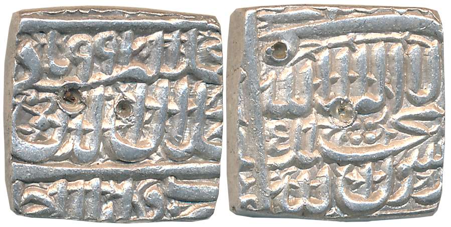 Akbar, Silver Square Rupee, 11.40g, “Kalima” type, Dar us Sultanate Ahmedabad Mint, AH 991