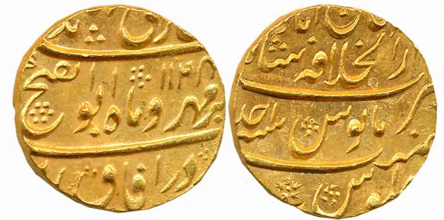 Jahandar Shah, Gold Mohur, 10.90g, “Abu al Fatah” type, Dar ul Khilafat Shahjahanabad Mint
