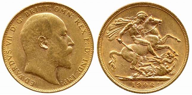 Australia, George V, Gold Sovereign, 8.00g, 1906, Perth Mint, Obv: Bust of King George V f