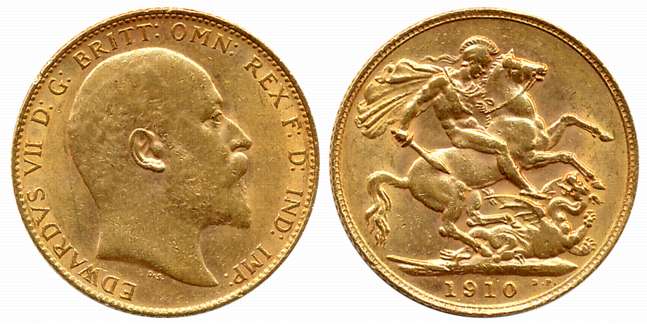 Australia, George V, Gold Sovereign, 8.00g, 1910, Perth Mint, Obv: Bust of King George V f