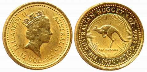 Australia, Elizabeth II, Gold 15 Dollars, 3.13g, 1990, Commemorative issue, Obv: ueen Eliz