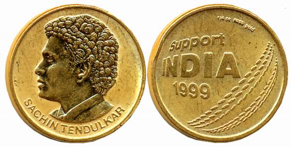 Sachin Tendulkar, Gold Token, 7.80g, Obv: Portrait bust of Sachin Tendulkar, Rev: Support 