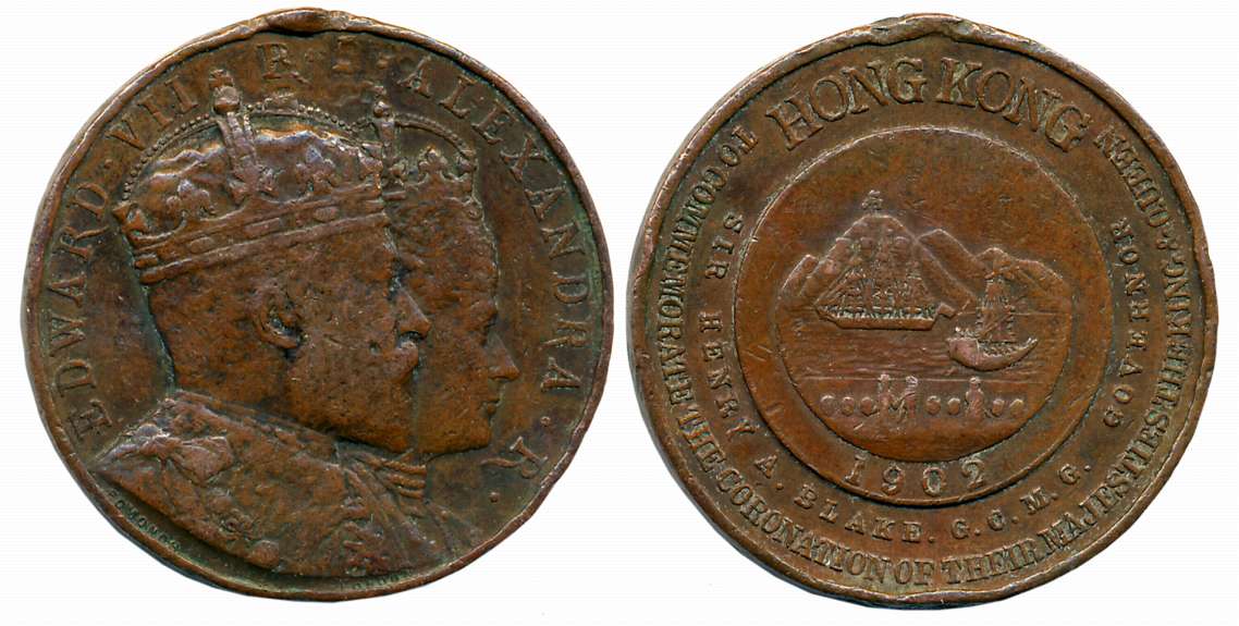 Edward VII, Coronation Medal, Copper, 22.15g, Obv: Crowned Co-joined bust of Edward VII & 