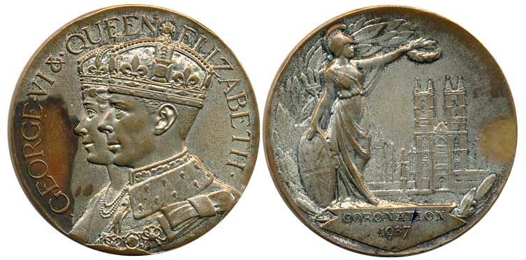 George VI, Coronation Medal, Silver Gilded Copper, 66.55g, Obv: Crowned Co-joined bust of 