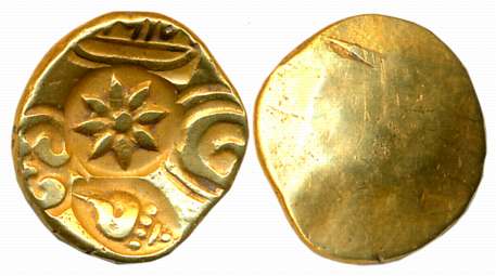 Yadavas of Devagiri, Ramchandra Deva, Gold Gadyana- Padma Tanka, 3.78g, Uniface, Punch Mar