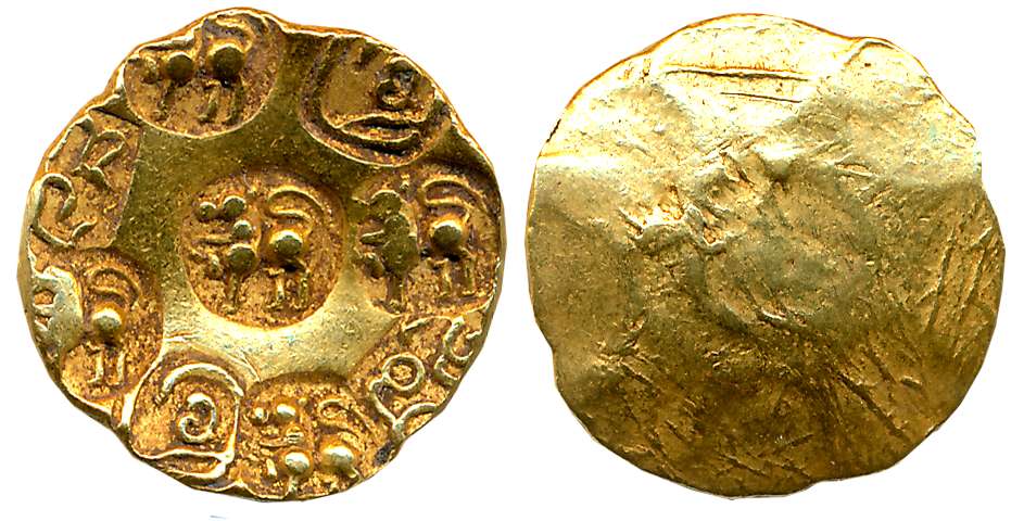 Chalukyas of Kalyani, Jayasimha II Jagadekamalla, Punch Marked Gold Gadyana, 3.86g, Unifac