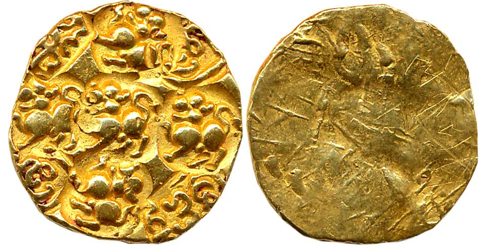 Chalukyas of Kalyani, Someshwara I Trailokyamalla, Punch Marked Gold Gadyana, 3.86g, Unifa