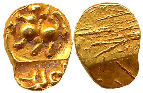 Chalukyas of Kalyani / Feudatories, Jayasimha II Jagadeka Malla, Punch Marked Gold 1/2 Fan
