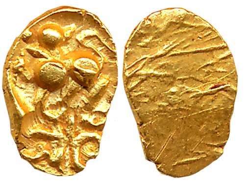 Chalukyas of Kalyani / Feudatories, Jayasimha II Jagadeka Malla, Punch Marked Gold 1/2 Fan