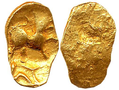 Chalukyas of Kalyani / Feudatories, Jayasimha II Jagadeka Malla, Punch Marked Gold 1/2 Fan
