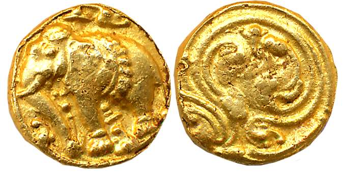 Gangas of Talkadu, Gold Gajapati Gadyana, 3.84g, “Elephant to left”, Obv: An ornate Elepha