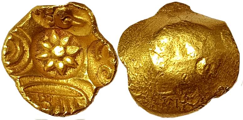 Yadavas of Devagiri, Kanhara Deva, Gold Padma Tanka, 3.81g, Uniface, Five punches: 1x Lotu