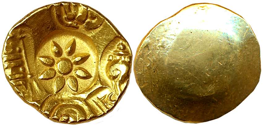 Yadavas of Devagiri, Ramchandra Deva, Gold Padma Tanka, 3.77g, Uniface, Punch Marked, 6 pu