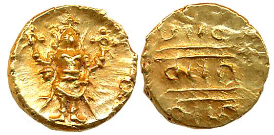 Vijaynagar Empire, Aravidu Dynasty, Venkatapatideva raya-III, Gold Pratap- 1/2 Hon, 1.68g,