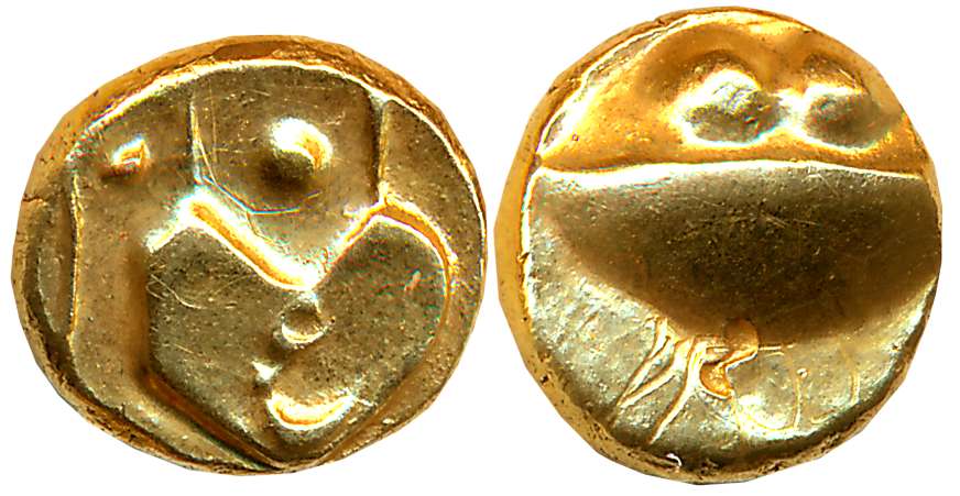 Adil Shahis Bijapur, Gold Hudki 1/2 Pagoda, 1.67g, uncertain symbols on both sides (G&G# B