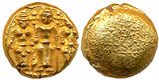 East India Company Madras Presidency, Gold 3 Swami Pagoda, 3.42g, Obv: Lord Tirupati Balaj